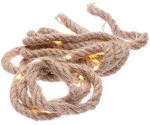 Spetebo Cadena de luces LED con pilas, 3 m, cordón natural con alambre luminoso, cuerda de yute, decoración navideña, decoración de ventana, para interior, idea de regalo iluminada