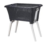 Spetebo Cesto para la colada con patas plegables 60 x 40 cm - Negro - Soporte para la colada con patas desplegadas pulsando un botón - Cesta para la colada de pie y reciclable