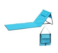 Spetebo Colchoneta plegable con respaldo ajustable, color azul claro, 152 x 51 cm, plegable con correa de transporte, tumbona de jardín, camping, picnic, viajes, vacaciones, con compartimento de