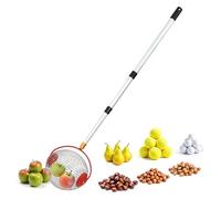 Spetebo Colector de frutas y frutos secos con mango telescópico de aluminio, extensible hasta 120 cm, recogedor de frutas con cesta redonda y barra telescópica, recogedor de bolas para manzanas, peras