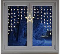 Spetebo Cortina LED de estrellas 140x95 cm - 90 LED luz blanca cálida - Decoración para ventana, cadena de luces, cortina de estrellas