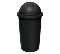 Spetebo Cubo de basura con tapa de cúpula negro - 60 L - Cubo de basura de plástico redondo con tapa deslizante - Contenedor de basura colector de residuos grande reciclable