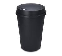 Spetebo Cubo de Basura XL de Plástico Negro con Tapa de Empuje - 50 L - Cubo de Basura Redondo con Tapa Extraíble