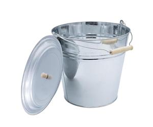 Spetebo Cubo de Zinc con Tapa 12 Litros - Cubo de Cenizas Cubo Metálico Cubo de Agua - Maceta para Plantas Maceta para Flores