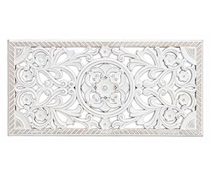 Spetebo Decoración de pared estilo shabby chic blanco, 61 x 30 cm, rectangular, vintage, en madera, decoración de pared para el salón