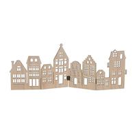 Spetebo Deko Holz Skyline plegable 50 x 22 cm - Natural - Silueta de ciudad navideña para decoración de mesa - Decoración navideña de mesa para Navidad, fila de casas de ciudad navideña