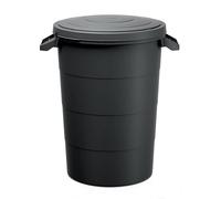 Spetebo Depósito de agua de lluvia de 80 litros con tapa, color antracita, universal, con asas, barril de lluvia multiusos para jardín, cubo de basura
