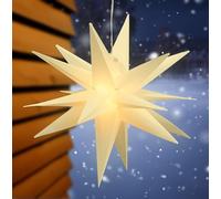 Spetebo Estrella de Adviento colgante para exteriores con 40 luces LED - 60 cm - Estrella de Navidad blanca cálida iluminada con temporizador - Adviento Navidad decoración exterior iluminación con