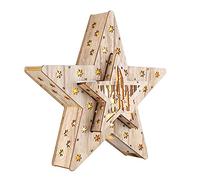 Spetebo Estrella decorativa LED de madera, juego de 2 unidades con 16 ledes, 33,5 x 33,5 x 6 cm, estrella de Navidad, decoración de mesa