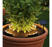 Spetebo Iluminación LED Solar para Macetas blanco cálido - Juego de 4 - Foco Decorativo Corona para Plantas en Maceta y Parterre - Foco de Jardín para Plantas Macetero Lámpara Solar Spotlight para