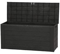 Spetebo Jardín Kissenbox para cojines en aspecto de madera - aprox. 120 x 58 x 48 cm - Caja de plástico con tapa 300 litros antracita/marrón - Jardín Baúl