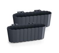 Spetebo Jardinera para balcón con soporte, 39 x 13 cm, juego de 2 unidades, barandilla de plástico, maceta en color antracita