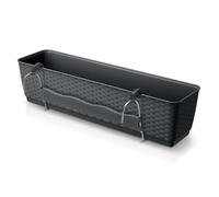 Spetebo Jardinera para balcón con soporte y sistema de riego, 60 x 15 cm, barandilla de plástico en antracita, maceta para colgar con suelo de riego