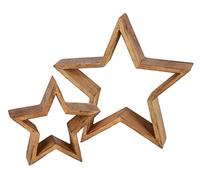 Spetebo Juego de 2 estrellas de madera de mango - 30/20 cm - Estrella de Navidad para colocar - Adviento invierno Navidad mesa ventana soporte decoración