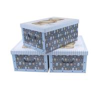 Spetebo Juego de 3 cajas de almacenamiento con tapa cada una de 51 x 37 cm - oso de peluche - Caja apilable de cartón con asas de 45 litros - Caja organizadora de almacenamiento multiusos para