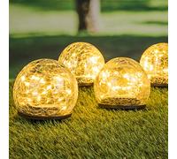 Spetebo Juego de 4 luces LED solares en forma de bola, aspecto de cristal
