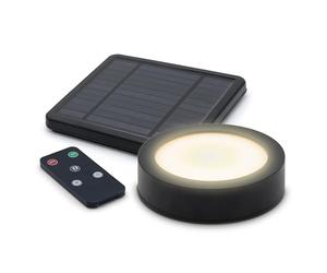 Spetebo Lámpara LED solar magnética para carpa con mando a distancia, diámetro de 12 cm, iluminación con 3 niveles de brillo, lámpara de camping, iluminación exterior para sombrilla de tienda