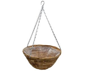 Spetebo Maceta colgante de mimbre, diámetro de 35 cm, con cadena, colgante con lámina