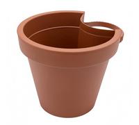 Spetebo Maceta con tubo bajante, 24 x 21 cm, terracota, tubo de lluvia, macetero colgante redondo, maceta de plástico con correa de fijación con orificio de drenaje