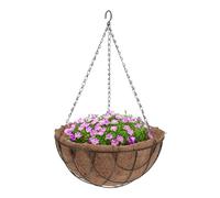 Spetebo Macetero Colgante de Metal con Inserto de Coco, 30 cm, Macetas para Colgar, Jardineras, Cuenco para Flores para Colgar, Incluye Cadena, Decoración de Jardín