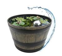 Spetebo Macetero de plástico con aspecto de barril de roble, color marrón | Zuber Bottich - Mini estanque de jardín de madera, diseño de cubeta de agua