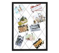 Spetebo Marco de fotos de madera negro con cuerda de goma - 75 cm x 55 cm - Marco de collage de fotos DIY con 20 pinzas de madera - Soporte para fotos - Galería de fotos