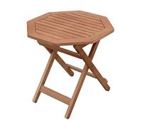 Spetebo Mesa auxiliar de madera de eucalipto barnizada, 50 x 50 cm, mesa plegable para jardín