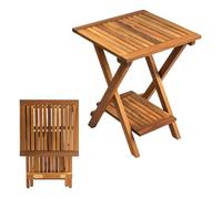 Spetebo Mesa auxiliar para jardín de madera de acacia, pequeña barnizada, para exteriores, 35 x 35 cm