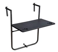 Spetebo Mesa colgante para balcón, aspecto de ratán, color antracita, rectangular, 60 x 61 cm, mesa plegable de altura regulable