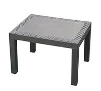 Spetebo mesa de jardín antracita con aspecto de ratán, 59 x 46 cm, de plástico, para balcón y comedor, resistente a la intemperie