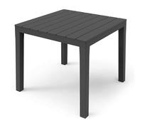 Spetebo Mesa de jardín cuadrada de plástico, antracita, 78 x 78 cm, para camping, balcón, terraza, balcón, terraza, exterior, jardín, resistente a la intemperie