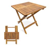 Spetebo Mesa de jardín de madera de acacia de 50 cm con aceite, mesa plegable de madera para interiores y exteriores, mesa auxiliar para balcón, terraza, jardín, mesa de bistró plegable, masiva