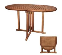 Spetebo Mesa de jardín ovalada de madera de eucalipto - 120 x 70 x 73 cm - Mesa plegable de cerveza, para balcón, barnizada