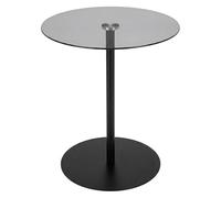 Spetebo Moderna mesa auxiliar redonda de metal con parte superior de cristal, 43 x 40 cm, elegante mesa de centro con diseño de mesa de bistró, mesa decorativa negra con base estable para salón y