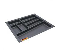 Spetebo Organizador de cubiertos multiusos gris para cajones de cocina - 48 x 44 cm - Cajones de plástico gris pizarra - Bandeja universal para cubiertos, cocina, oficina, manualidades, utensilios