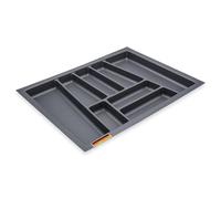 Spetebo Organizador de cubiertos multiusos gris para cajones de cocina - 64 x 48 cm - Cajones de plástico gris pizarra - Bandeja universal para cubiertos, cocina, oficina, manualidades, utensilios