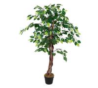 Spetebo Planta artificial de Ficus Benjamina en maceta, 115 cm, planta decorativa para interior, árbol artificial de abedul (blanco)