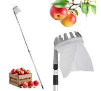 Spetebo Recogedor de frutas con mango telescópico y bolsa de recogida con corona de recogida - hasta 240 cm - Recogedor de frutas con bolsa de cosecha y barra telescópica - ayudante para la cosecha de