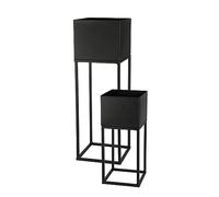 Spetebo Set de 2 soportes para macetas de metal para exterior, color negro - 58 / 37 cm - Columna de jardín con maceta integrada - Soporte para flores, escalera de flores, soporte para plantas