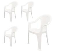 Spetebo Silla de jardín apilable en color blanco, monobloque en imitación de ratán, de plástico, apilable, 4 unidades, color blanco