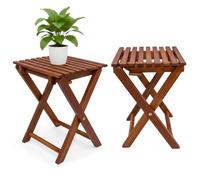 Spetebo Silla plegable de madera de eucalipto natural, 2 unidades, 37 x 29 cm