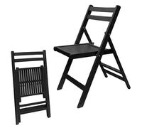 Spetebo Silla plegable de madera negra - 79 x 59 cm - soporta hasta 100 kg - plegable estable sin montaje, silla auxiliar de cocina, ahorra espacio, plegable para cocina, salón interior