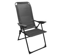 Spetebo Silla plegable de metal para jardín, color gris, respaldo ajustable en 5 posiciones, 108 x 62 cm, con tejido textil, soporta hasta 110 kg, silla de jardín, balcón, silla plegable