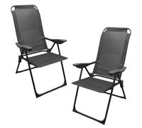 Spetebo Silla plegable de metal para jardín, color gris, respaldo ajustable en 5 posiciones, 108 x 62 cm, juego de 2 unidades, con tejido textil, soporta hasta 110 kg, silla de jardín, balcón, silla