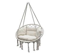 Spetebo Sillón colgante Relax de 80 cm, incluye cojín, natural, cesta colgante para interior y exterior, columpio de algodón trenzado para exterior