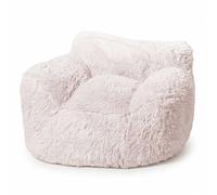 Spetebo Sillón de peluche XL blanco crema con reposabrazos, 104 x 96 cm | Sillón de relax beige con relleno de espuma, puf de lectura con respaldo para dormitorio, salón, habitación juvenil