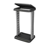 Spetebo Soporte para bolsas de basura cuadrado con tapa y anillo de sujeción - 120 L - Soporte de plástico para bolsas de basura grandes - Bolsa de basura amarilla