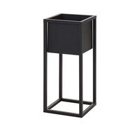 Spetebo Soporte para macetas de metal negro con maceta, 50 cm, cuadrado