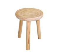 Spetebo Taburete de madera 3-patas, 35 cm, taburete decorativo redondo natural, soporte para plantas