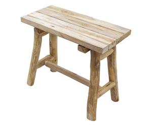 Spetebo Taburete de madera de teca natural rectangular - 43 x 38 cm - Banco decorativo de madera maciza rústica - Soporte para plantas, podio en miniatura, banco de madera decorativa